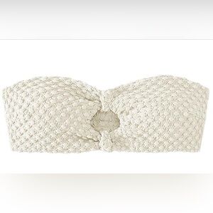 Strapless Cut Out Bandeau Bikini Top-Textured Beige Size Small